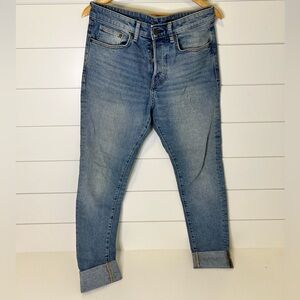 SOLD on Depop- H&M Blue Skinny Jeans with Stretch and Faded Design